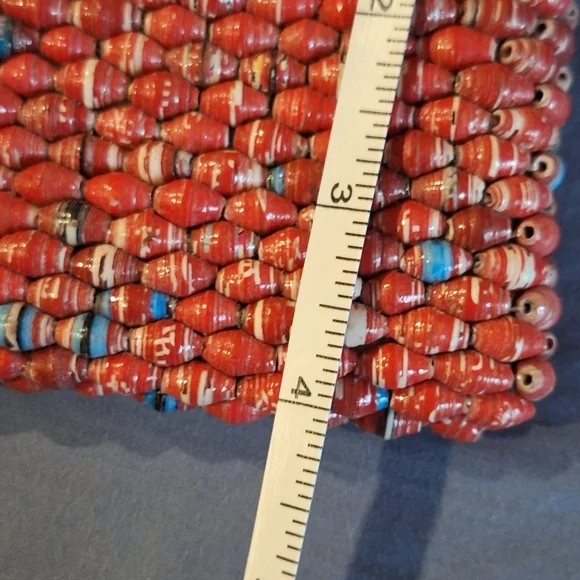 Handcrafted Red Beaded Clutch - Picture 6 of 6